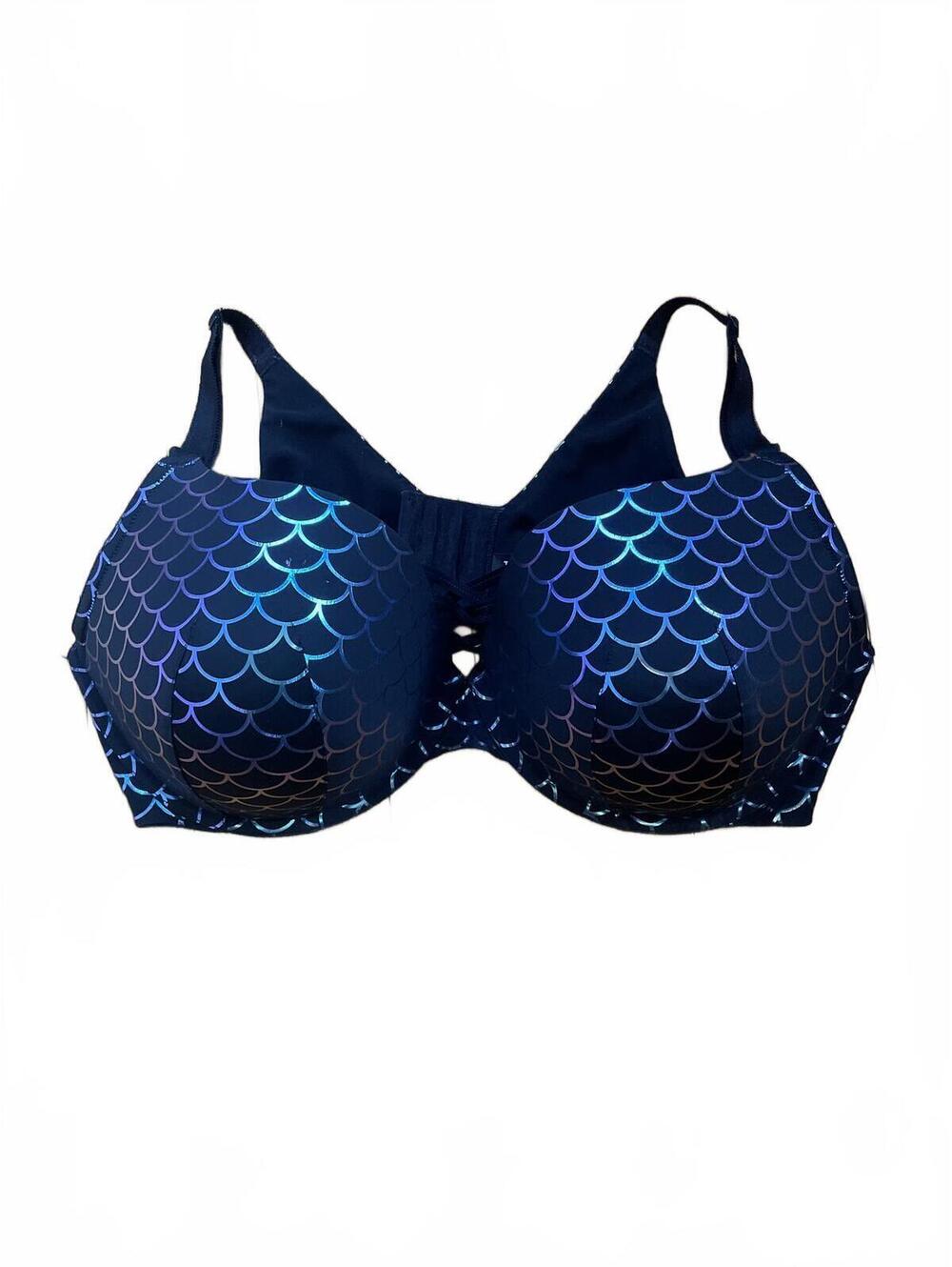 Torrid XO Boost Plunge Bra 44DDD Mermaid Iridescent Black